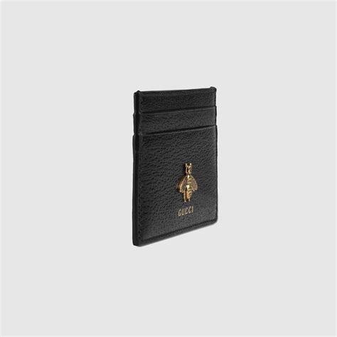 animalier leather card case gucci|Black Leather Animalier Card Case .